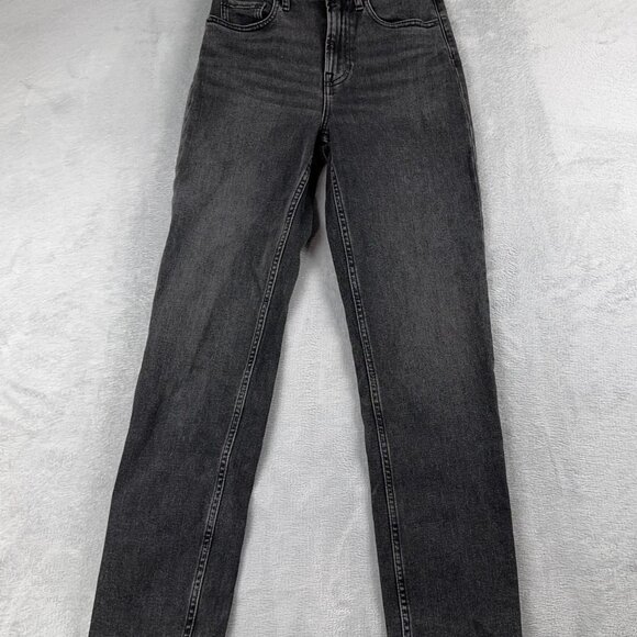 Everlane Denim - Everlane High Rise Straight Leg Jeans Womens Size 25 Regular Charcoal Wash Black